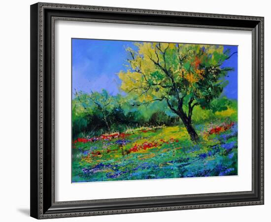 Oak Amid Flowers In Texas-Pol Ledent-Framed Art Print