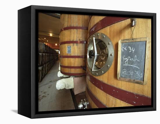 Oak Barrels and Foudre Fermentation Vats, Chateau Puech-Haut, Saint-Drezery-Per Karlsson-Framed Premier Image Canvas