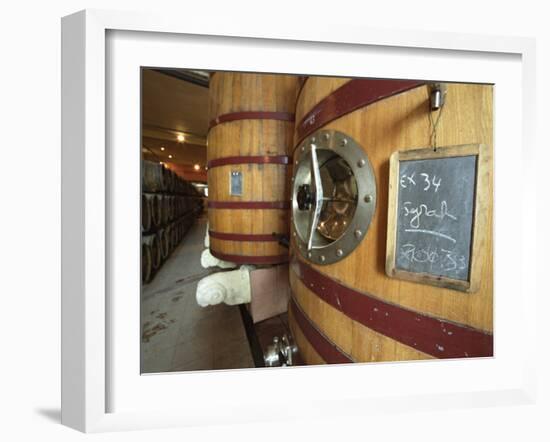 Oak Barrels and Foudre Fermentation Vats, Chateau Puech-Haut, Saint-Drezery-Per Karlsson-Framed Photographic Print