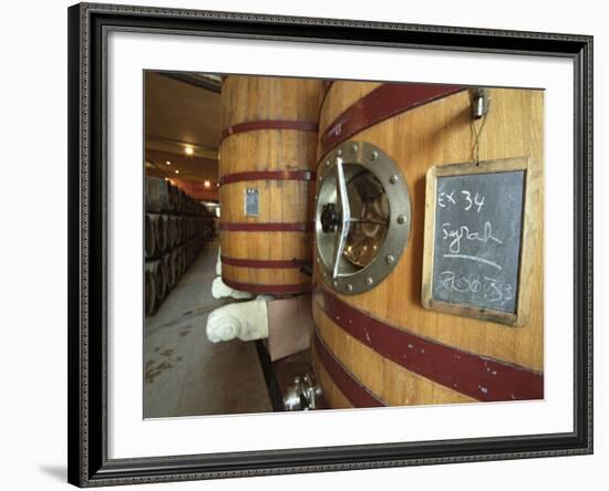 Oak Barrels and Foudre Fermentation Vats, Chateau Puech-Haut, Saint-Drezery-Per Karlsson-Framed Photographic Print