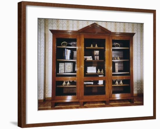 Oak Bookcase with Mahogany Veneer Finish, Circa 1790, France-null-Framed Giclee Print