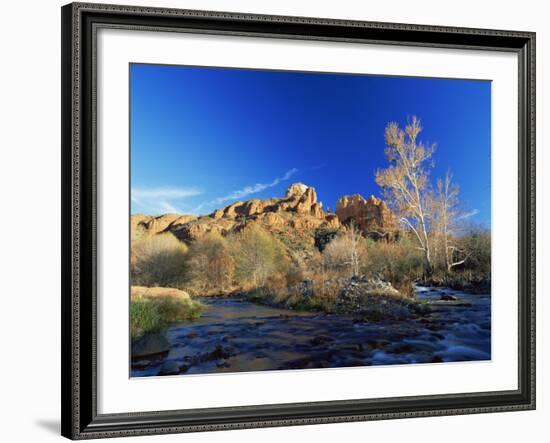 Oak Creek Running Before Cathedral Rocks, Red Rock Crossing, Sedona, Arizona, USA-David Welling-Framed Photographic Print