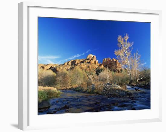 Oak Creek Running Before Cathedral Rocks, Red Rock Crossing, Sedona, Arizona, USA-David Welling-Framed Photographic Print