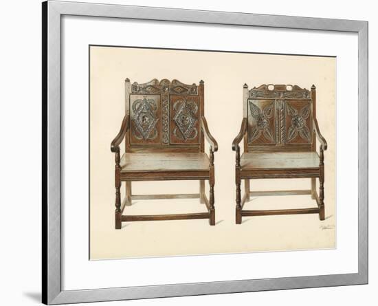 Oak Double Chairs-Shirley Charles Llewellyn Slocombe-Framed Giclee Print