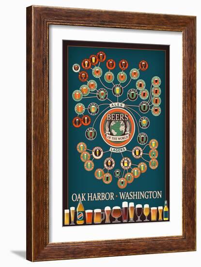 Oak Harbor, Washington - Beers of the World Infographic-Lantern Press-Framed Art Print