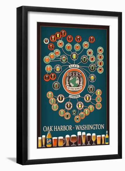 Oak Harbor, Washington - Beers of the World Infographic-Lantern Press-Framed Art Print