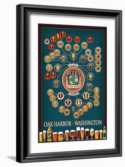 Oak Harbor, Washington - Beers of the World Infographic-Lantern Press-Framed Art Print