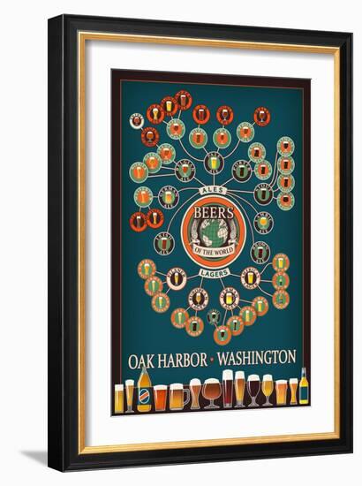 Oak Harbor, Washington - Beers of the World Infographic-Lantern Press-Framed Art Print