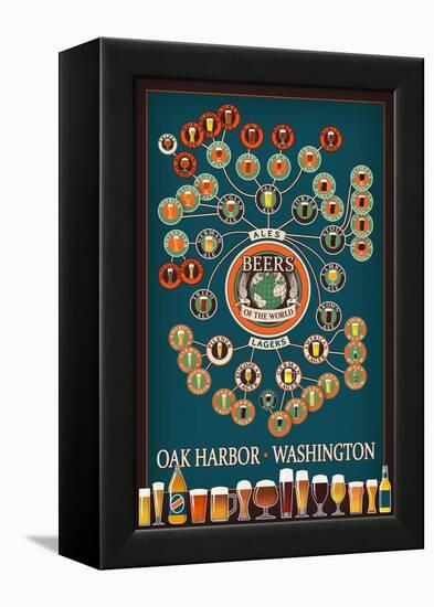 Oak Harbor, Washington - Beers of the World Infographic-Lantern Press-Framed Stretched Canvas