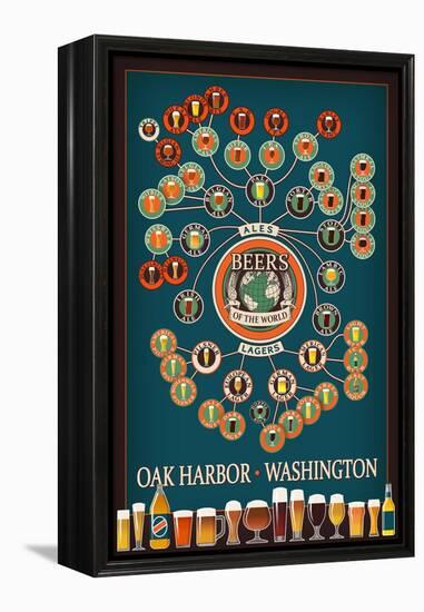 Oak Harbor, Washington - Beers of the World Infographic-Lantern Press-Framed Stretched Canvas