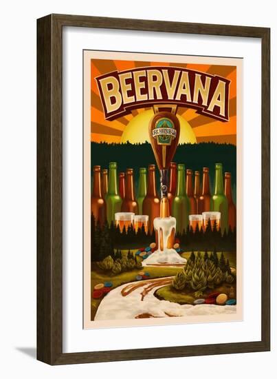 Oak Harbor, Washington - Beervana Tap-Lantern Press-Framed Art Print