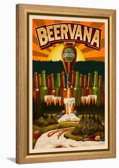 Oak Harbor, Washington - Beervana Tap-Lantern Press-Framed Stretched Canvas