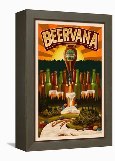 Oak Harbor, Washington - Beervana Tap-Lantern Press-Framed Stretched Canvas