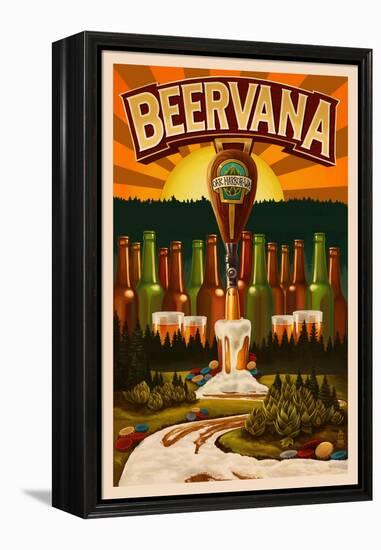 Oak Harbor, Washington - Beervana Tap-Lantern Press-Framed Stretched Canvas