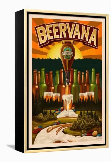 Oak Harbor, Washington - Beervana Tap-Lantern Press-Framed Stretched Canvas