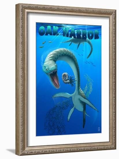 Oak Harbor, Washington - Plesiosaurus-Lantern Press-Framed Art Print