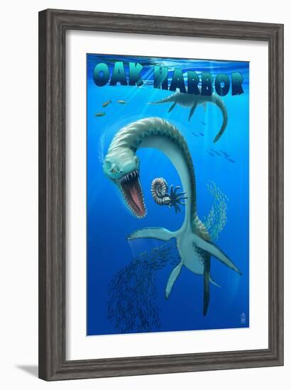 Oak Harbor, Washington - Plesiosaurus-Lantern Press-Framed Art Print