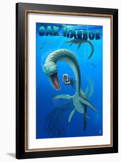 Oak Harbor, Washington - Plesiosaurus-Lantern Press-Framed Art Print