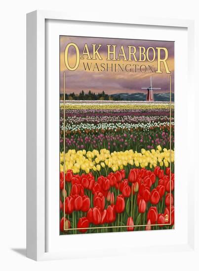 Oak Harbor, Washington - Tulip Fields-Lantern Press-Framed Art Print