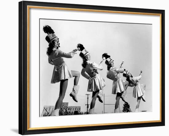 Oak Ridge High School Drum Majorettes on the Football Field. 1946-Ed Westcott-Framed Photo