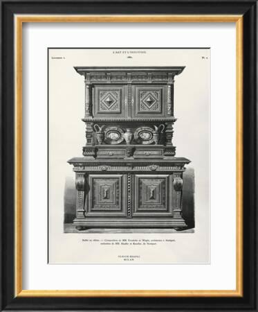 Oak Sideboard Designed in Stuttgart from L' Art Et L'Industrie, 1883,  Ulrico Hoepli, Milan, Italy' Giclee Print | Art.com