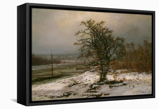 Oak Tree by the Elbe in Winter-Johan Christian Clausen Dahl-Framed Premier Image Canvas