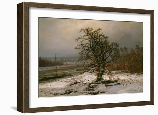 Oak Tree by the Elbe in Winter-Johan Christian Clausen Dahl-Framed Giclee Print