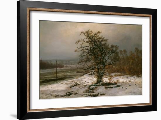 Oak Tree by the Elbe in Winter-Johan Christian Clausen Dahl-Framed Giclee Print