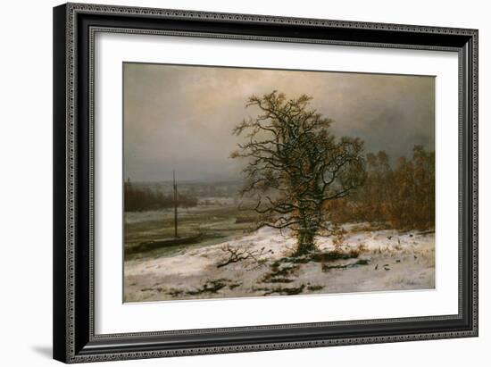 Oak Tree by the Elbe in Winter-Johan Christian Clausen Dahl-Framed Giclee Print