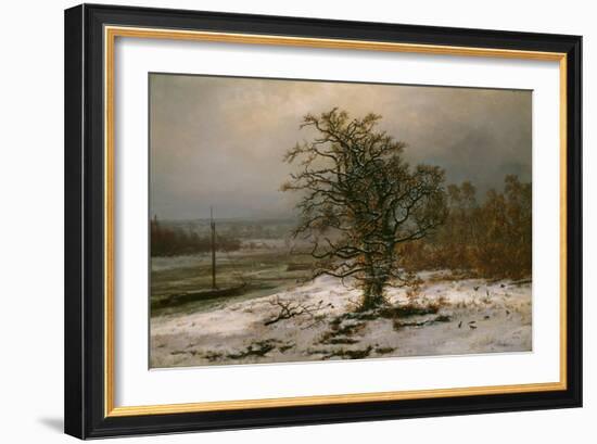 Oak Tree by the Elbe in Winter-Johan Christian Clausen Dahl-Framed Giclee Print