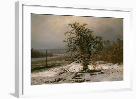 Oak Tree by the Elbe in Winter-Johan Christian Clausen Dahl-Framed Giclee Print