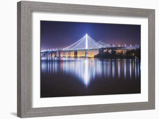 Oakland Bay Bridge, Night Reflection-Vincent James-Framed Photographic Print