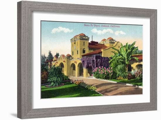 Oakland, California - Exterior View of Santa Fe Train Depot-Lantern Press-Framed Art Print