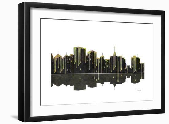 Oakland California Skyline BW 1-Marlene Watson-Framed Giclee Print