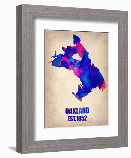 Oakland Watercolor Map-NaxArt-Framed Art Print