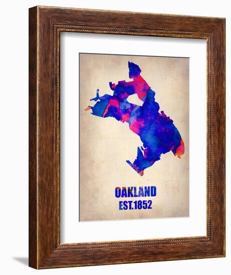 Oakland Watercolor Map-NaxArt-Framed Art Print