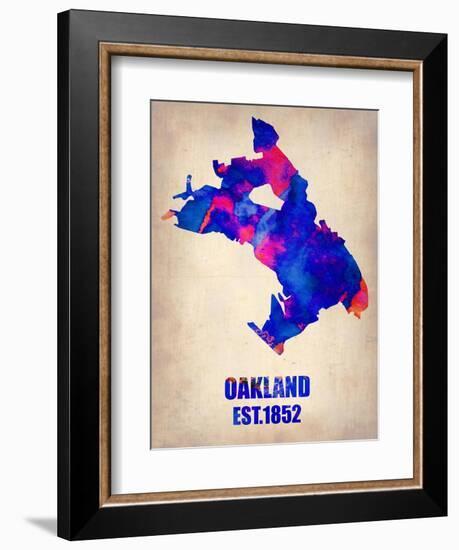 Oakland Watercolor Map-NaxArt-Framed Art Print