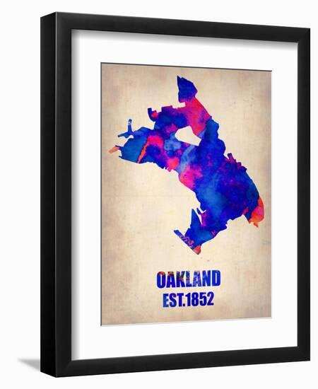 Oakland Watercolor Map-NaxArt-Framed Art Print