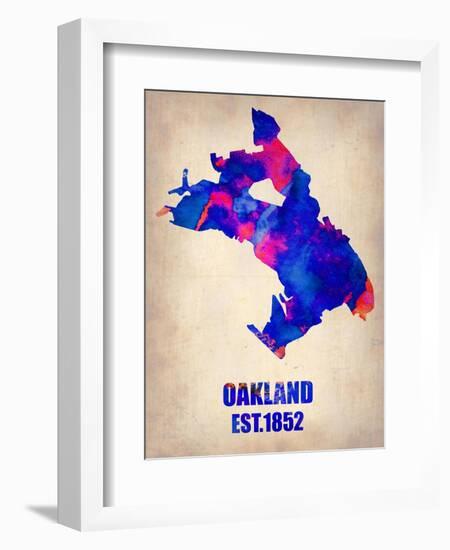 Oakland Watercolor Map-NaxArt-Framed Art Print