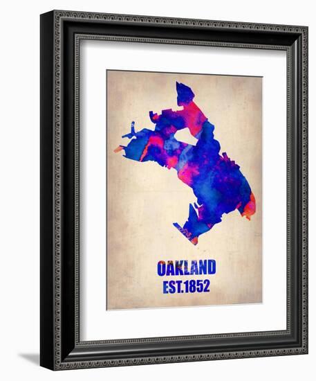 Oakland Watercolor Map-NaxArt-Framed Art Print