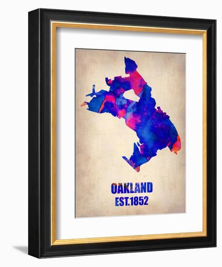 Oakland Watercolor Map-NaxArt-Framed Art Print