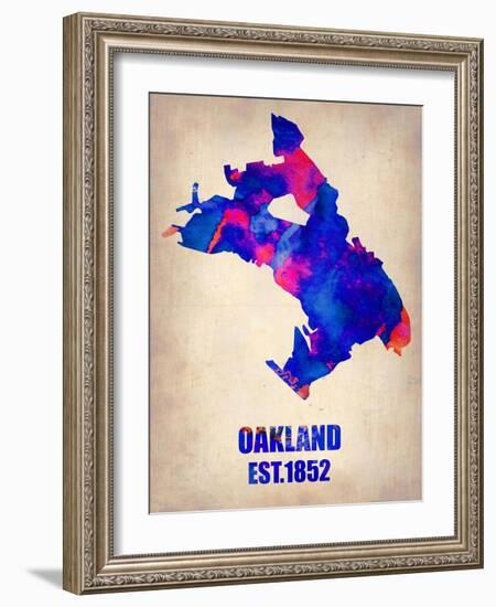 Oakland Watercolor Map-NaxArt-Framed Art Print