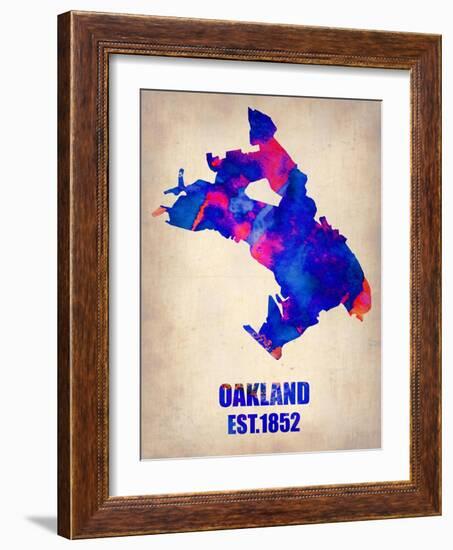 Oakland Watercolor Map-NaxArt-Framed Art Print