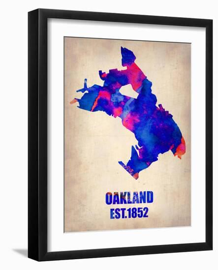 Oakland Watercolor Map-NaxArt-Framed Art Print