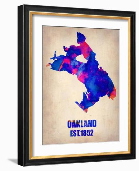 Oakland Watercolor Map-NaxArt-Framed Art Print