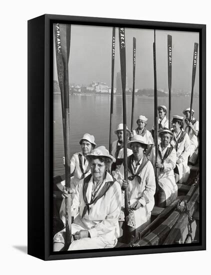 Oakland Women's Rowing Club Comprised of 10 Grandmothers at Lake Merritt Boathouse for Practice-Charles E^ Steinheimer-Framed Premier Image Canvas