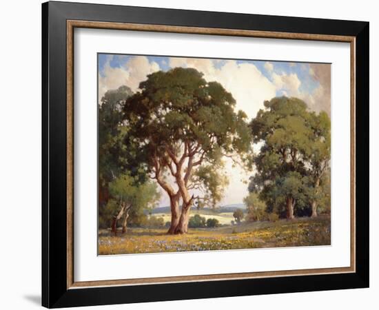 Oaks and Wildflowers-Percy Gray-Framed Art Print