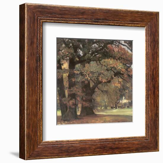 Oaks in the Park of Wechselburg-Eugen Bracht-Framed Art Print