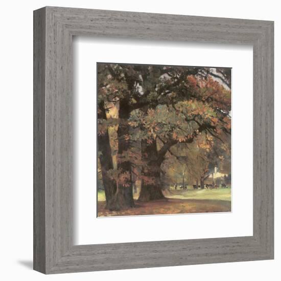 Oaks in the Park of Wechselburg-Eugen Bracht-Framed Art Print