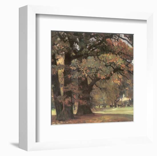 Oaks in the Park of Wechselburg-Eugen Bracht-Framed Art Print